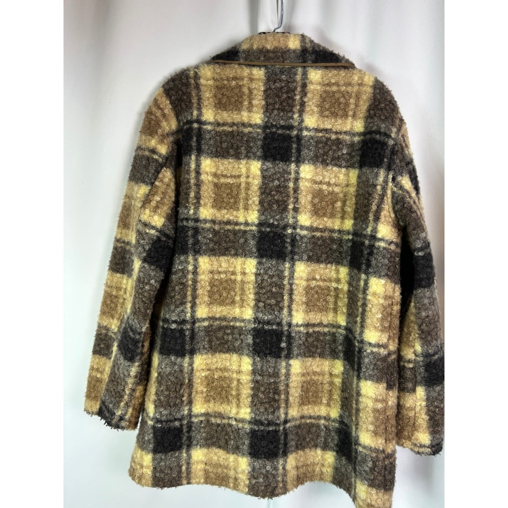 RD Style Plaid Boucle Shacket Jacket Brown Yellow Tan XS Cozy Cabincore - Picture 6 of 8